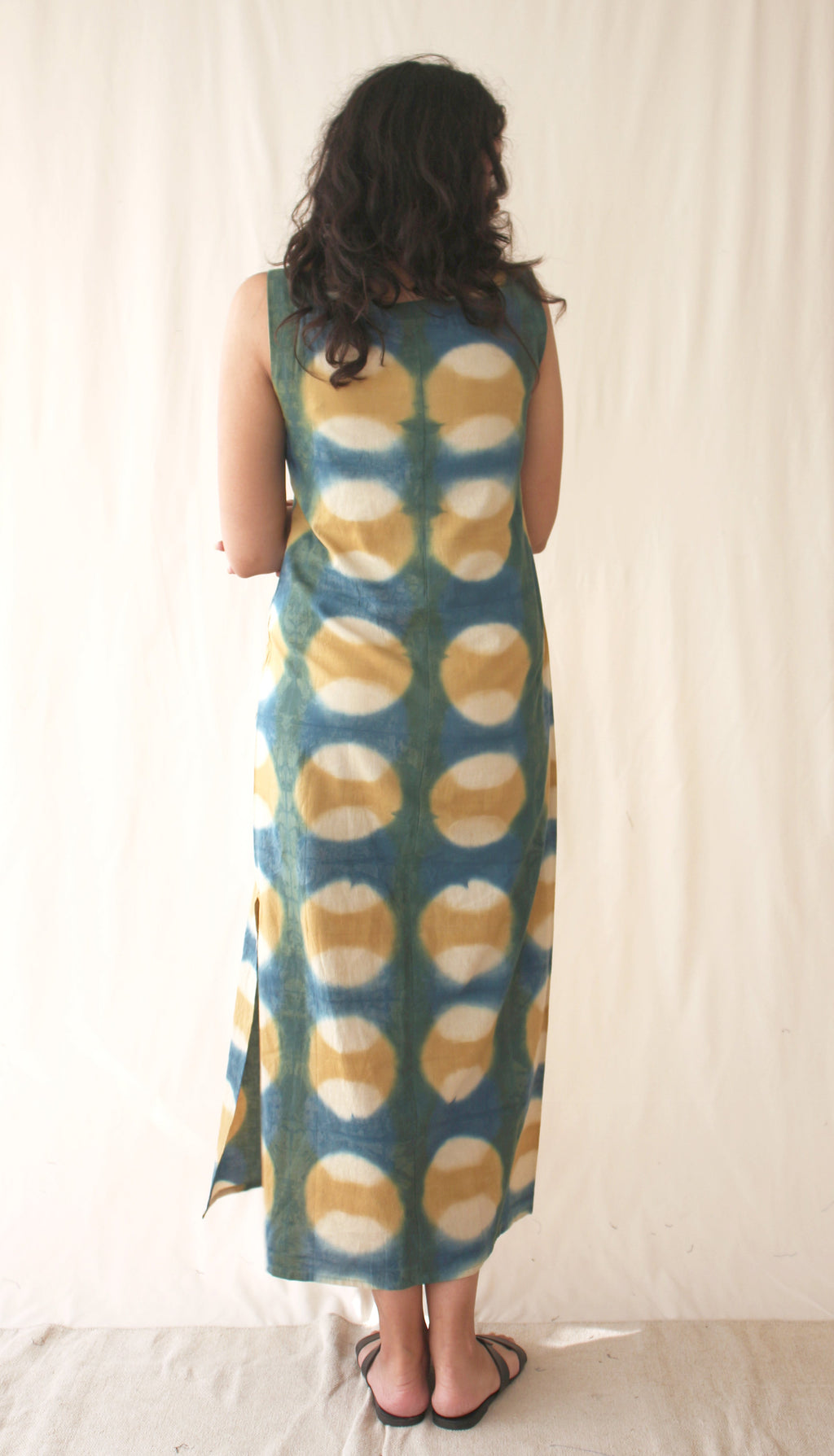 Green Sleeveless Ombre Dye Midi Dress at Kamakhyaa by Chambray & Co.. This item is Casual Wear, Green, Hand Spun Cotton, Midi Dresses, Natural, Ombre & Dyes, Regular Fit, Sleeveless Dresses, Womenswear
