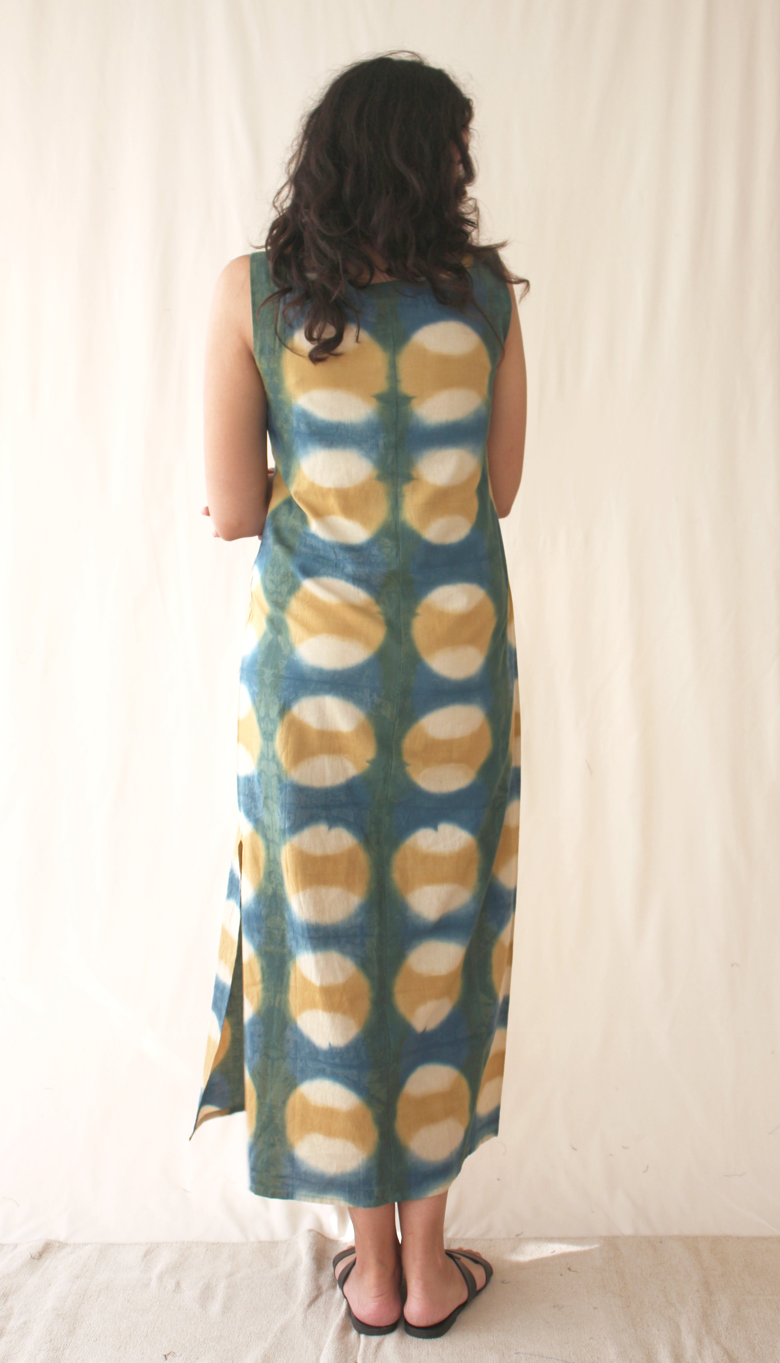 Green Sleeveless Ombre Dye Midi Dress at Kamakhyaa by Chambray & Co.. This item is Casual Wear, Green, Hand Spun Cotton, Midi Dresses, Natural, Ombre & Dyes, Regular Fit, Sleeveless Dresses, Womenswear