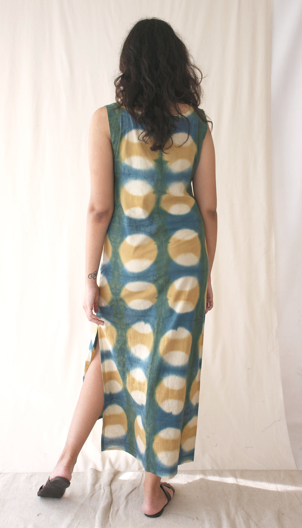 Green Sleeveless Ombre Dye Midi Dress at Kamakhyaa by Chambray & Co.. This item is Casual Wear, Green, Hand Spun Cotton, Midi Dresses, Natural, Ombre & Dyes, Regular Fit, Sleeveless Dresses, Womenswear