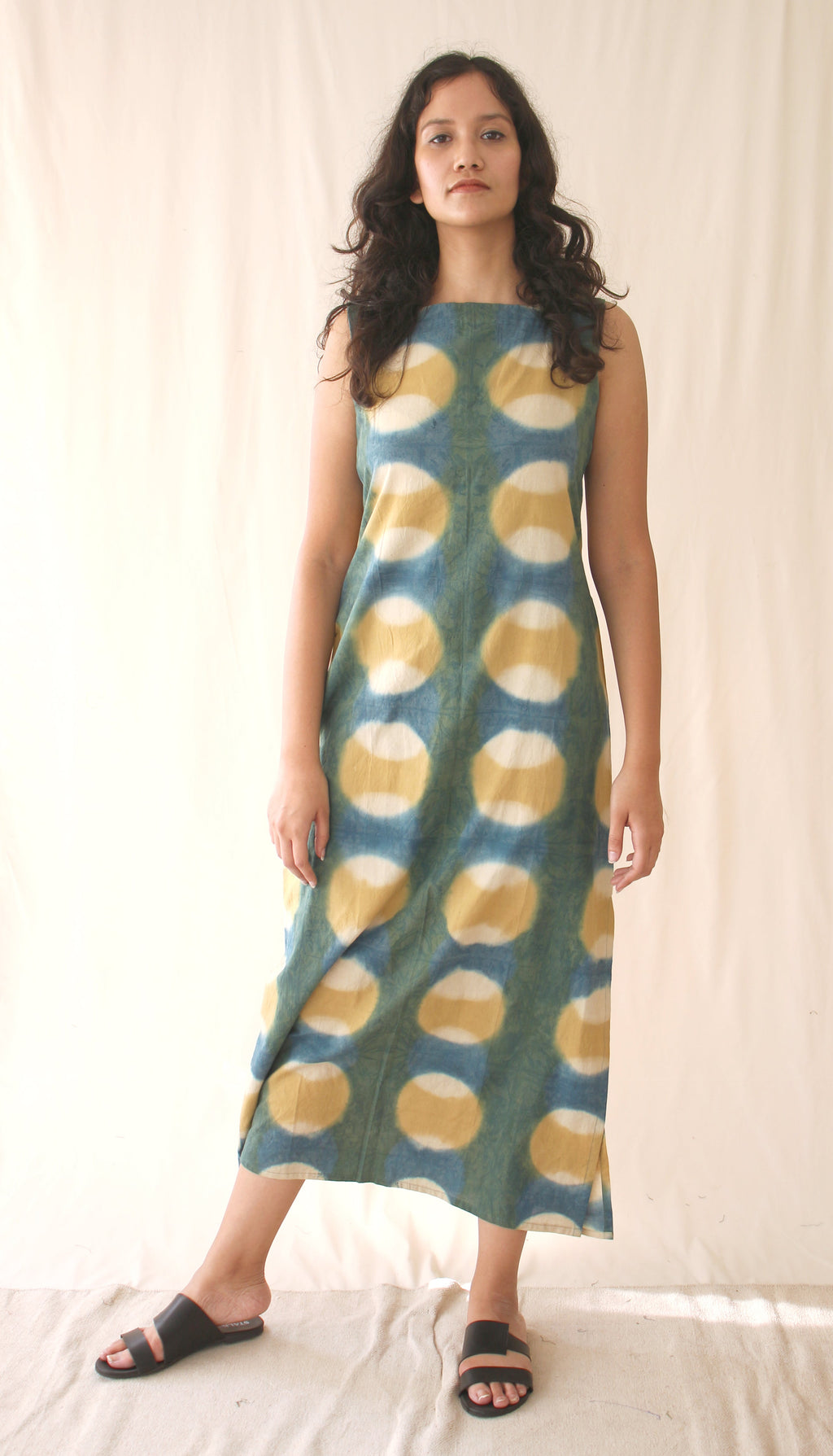 Green Sleeveless Ombre Dye Midi Dress at Kamakhyaa by Chambray & Co.. This item is Casual Wear, Green, Hand Spun Cotton, Midi Dresses, Natural, Ombre & Dyes, Regular Fit, Sleeveless Dresses, Womenswear