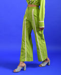 Green Solid Pants at Kamakhyaa by Rias Jaipur. This item is 100% Organic Cotton, Casual Wear, Green, Handspun, Handwoven, Hue, Pants, Regular Fit, Stripes, Womenswear
