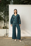 Green Tailored Pants at Kamakhyaa by Anushé Pirani. This item is Cotton Hemp, Green, Nostalgic Whispers, Pants, Regular Fit, solid, Womenswear