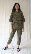 Green Top With Pants Ombre Dye Complete Set at Kamakhyaa by Chambray & Co.. This item is Casual Wear, Co-ord Sets, Green, Hand Spun Cotton, Natural, Ombre & Dyes, Regular Fit, Travel, Travel Co-ords, Womenswear