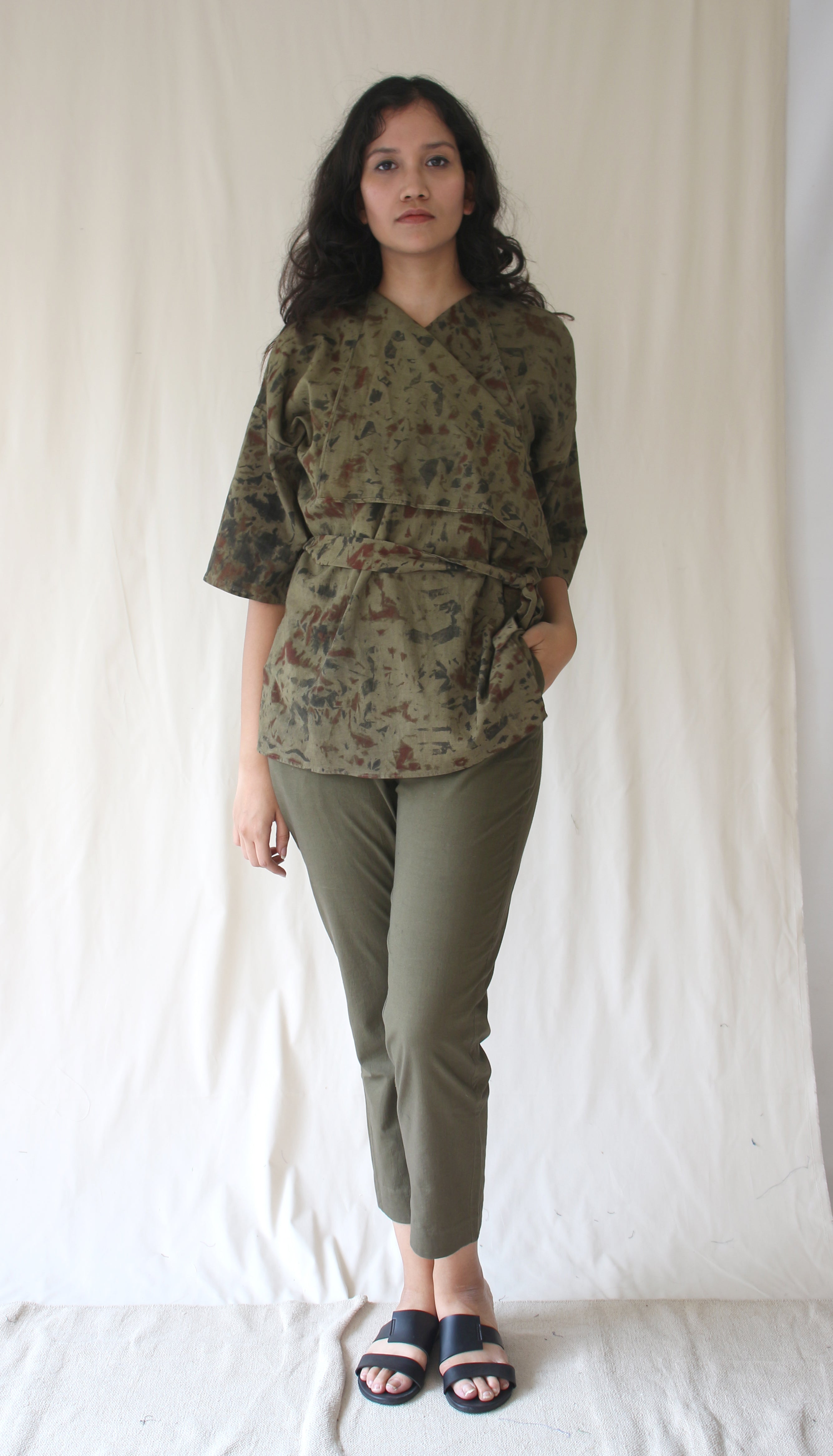 Green Top With Pants Ombre Dye Complete Set at Kamakhyaa by Chambray & Co.. This item is Casual Wear, Co-ord Sets, Green, Hand Spun Cotton, Natural, Ombre & Dyes, Regular Fit, Travel, Travel Co-ords, Womenswear