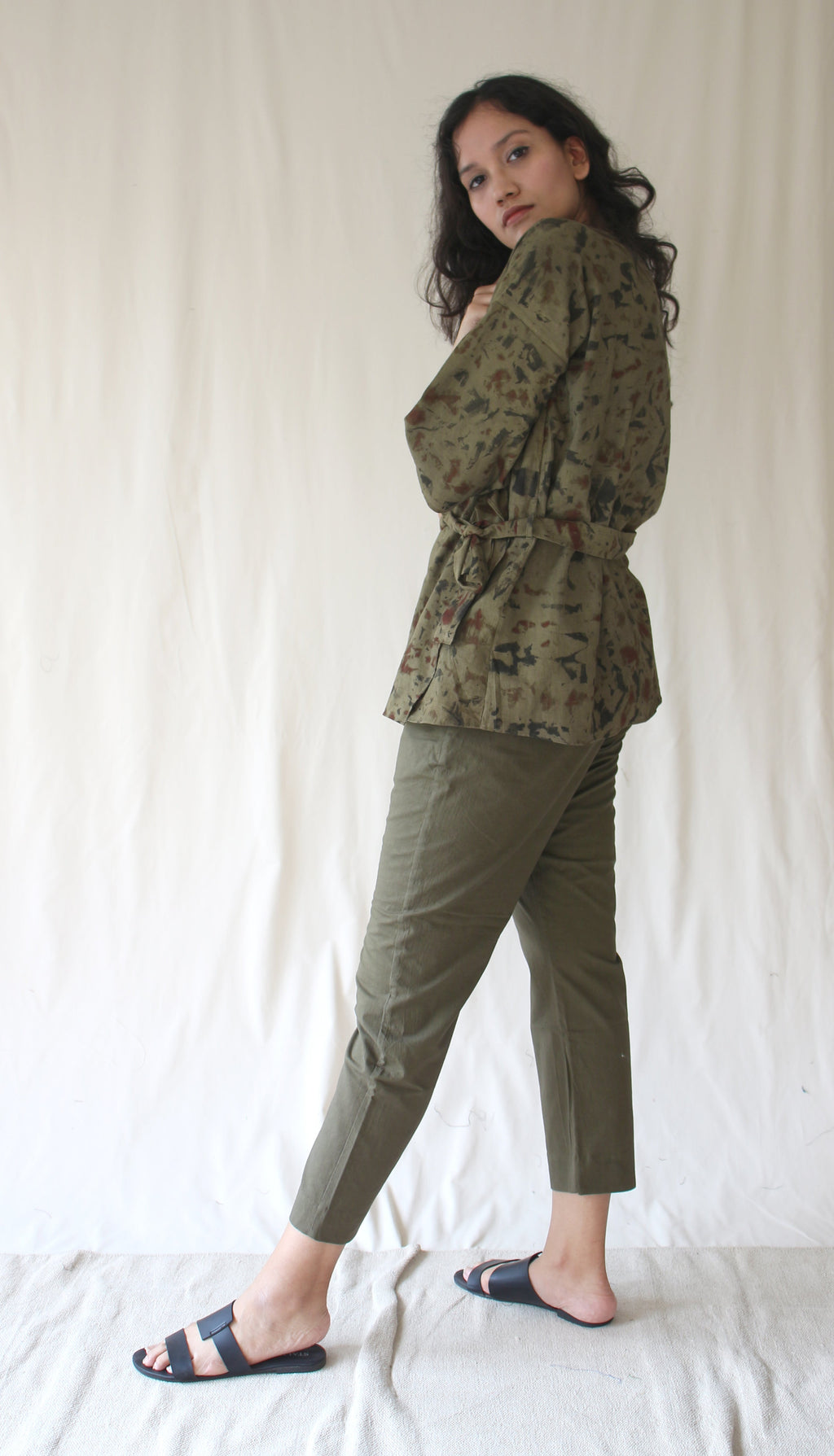 Green Top With Pants Ombre Dye Complete Set at Kamakhyaa by Chambray & Co.. This item is Casual Wear, Co-ord Sets, Green, Hand Spun Cotton, Natural, Ombre & Dyes, Regular Fit, Travel, Travel Co-ords, Womenswear