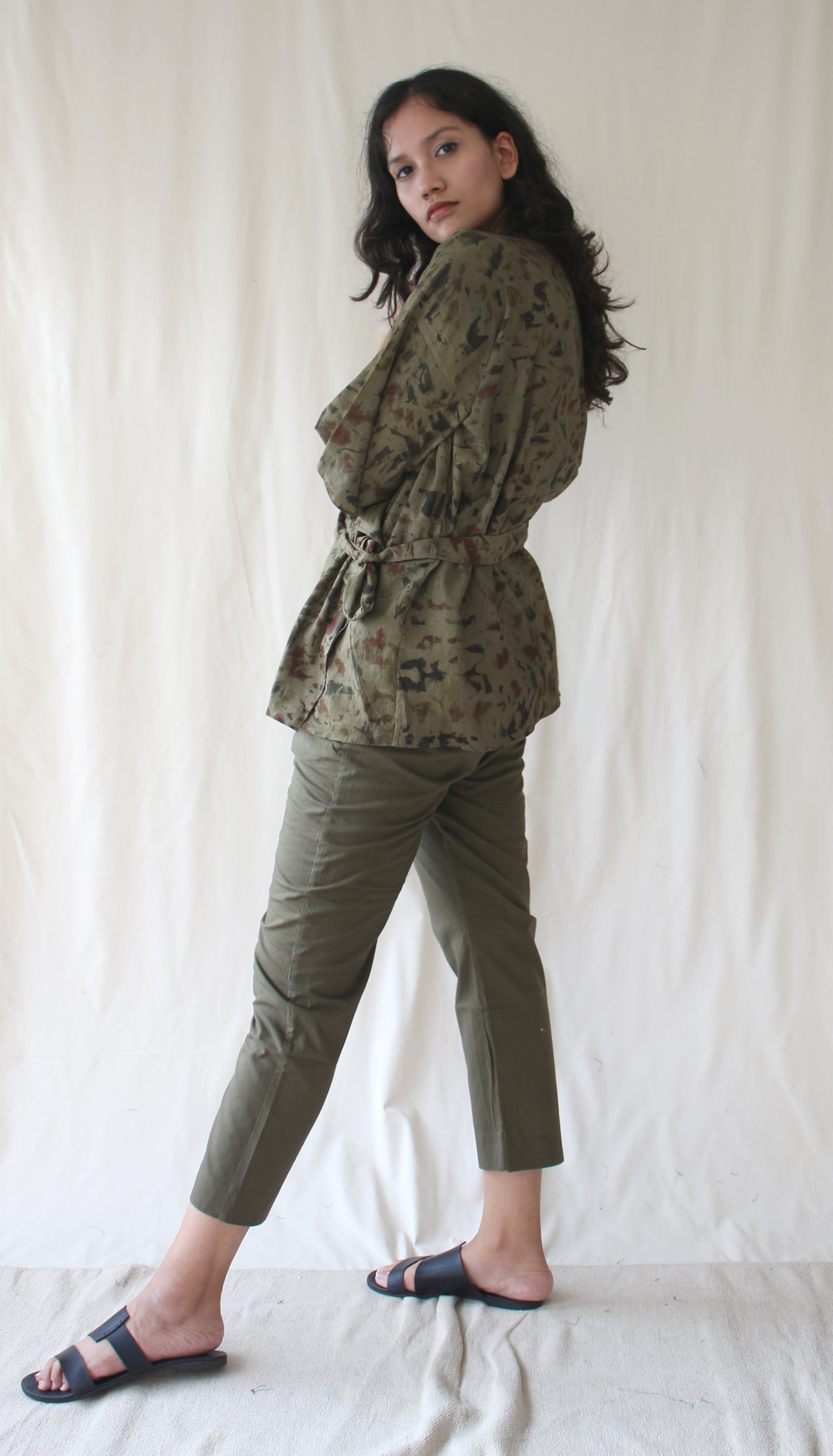 Green Top With Pants Ombre Dye Complete Set at Kamakhyaa by Chambray & Co.. This item is Casual Wear, Co-ord Sets, Green, Hand Spun Cotton, Natural, Ombre & Dyes, Regular Fit, Travel, Travel Co-ords, Womenswear