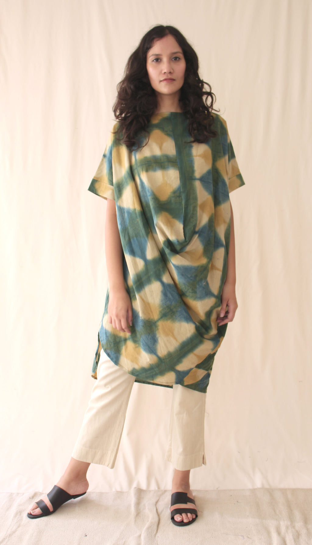 Green Tunic Ombre Dye Mini Dress at Kamakhyaa by Chambray & Co.. This item is Casual Wear, Green, Hand Spun Cotton, Mini Dresses, Natural, Ombre & Dyes, Regular Fit, Womenswear