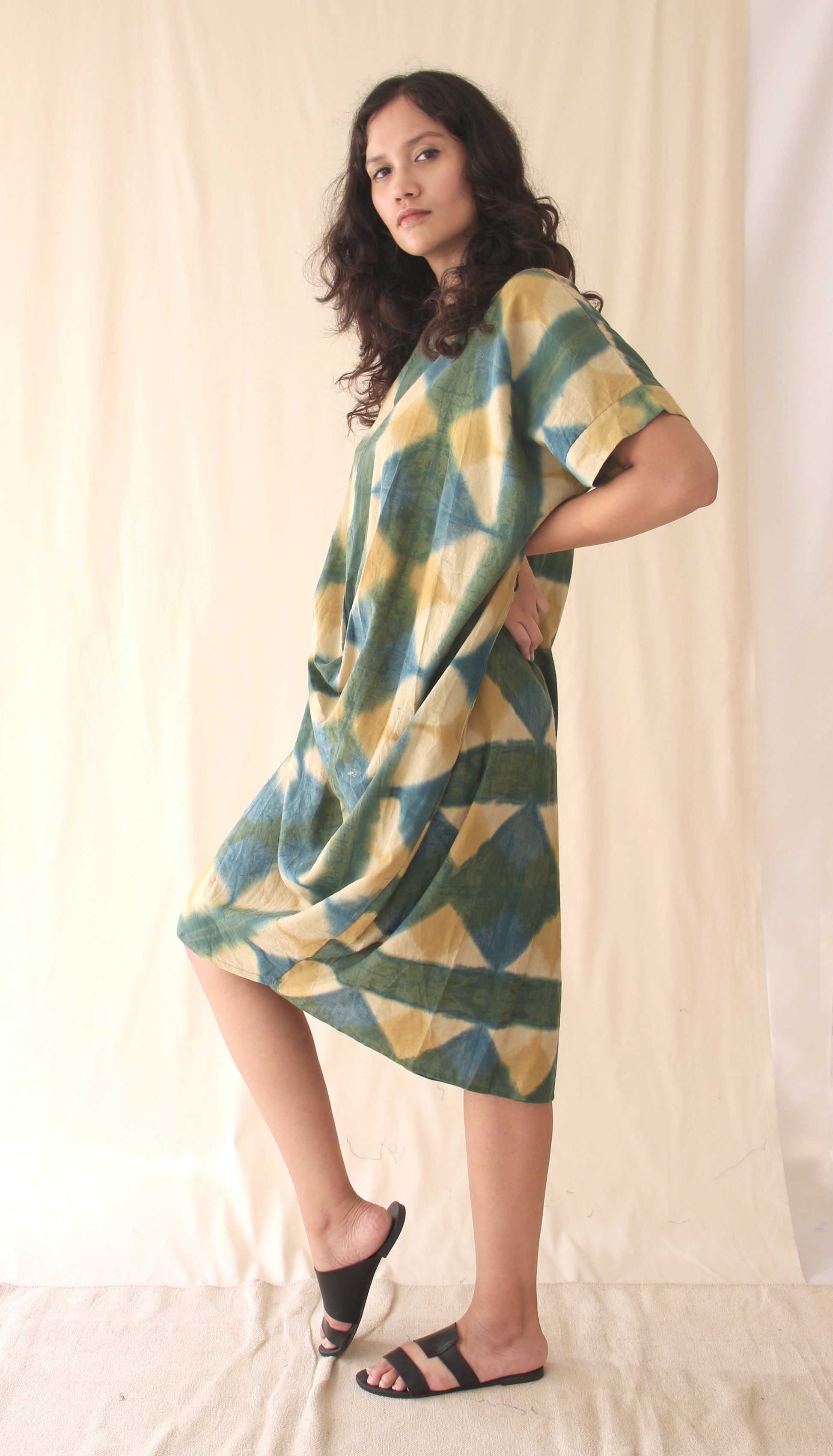 Green Tunic Ombre Dye Mini Dress at Kamakhyaa by Chambray & Co.. This item is Casual Wear, Green, Hand Spun Cotton, Mini Dresses, Natural, Ombre & Dyes, Regular Fit, Womenswear