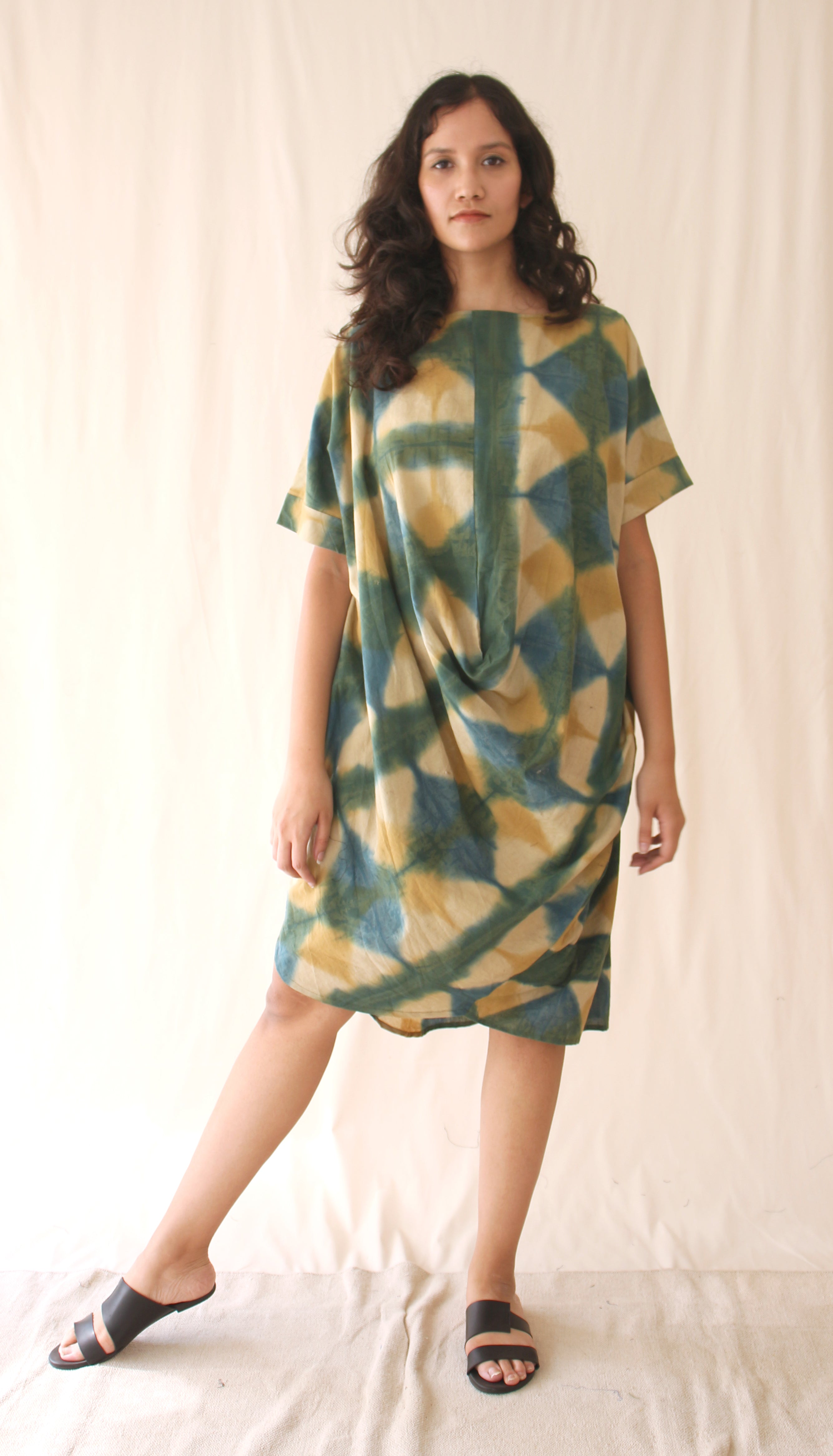 Green Tunic Ombre Dye Mini Dress at Kamakhyaa by Chambray & Co.. This item is Casual Wear, Green, Hand Spun Cotton, Mini Dresses, Natural, Ombre & Dyes, Regular Fit, Womenswear