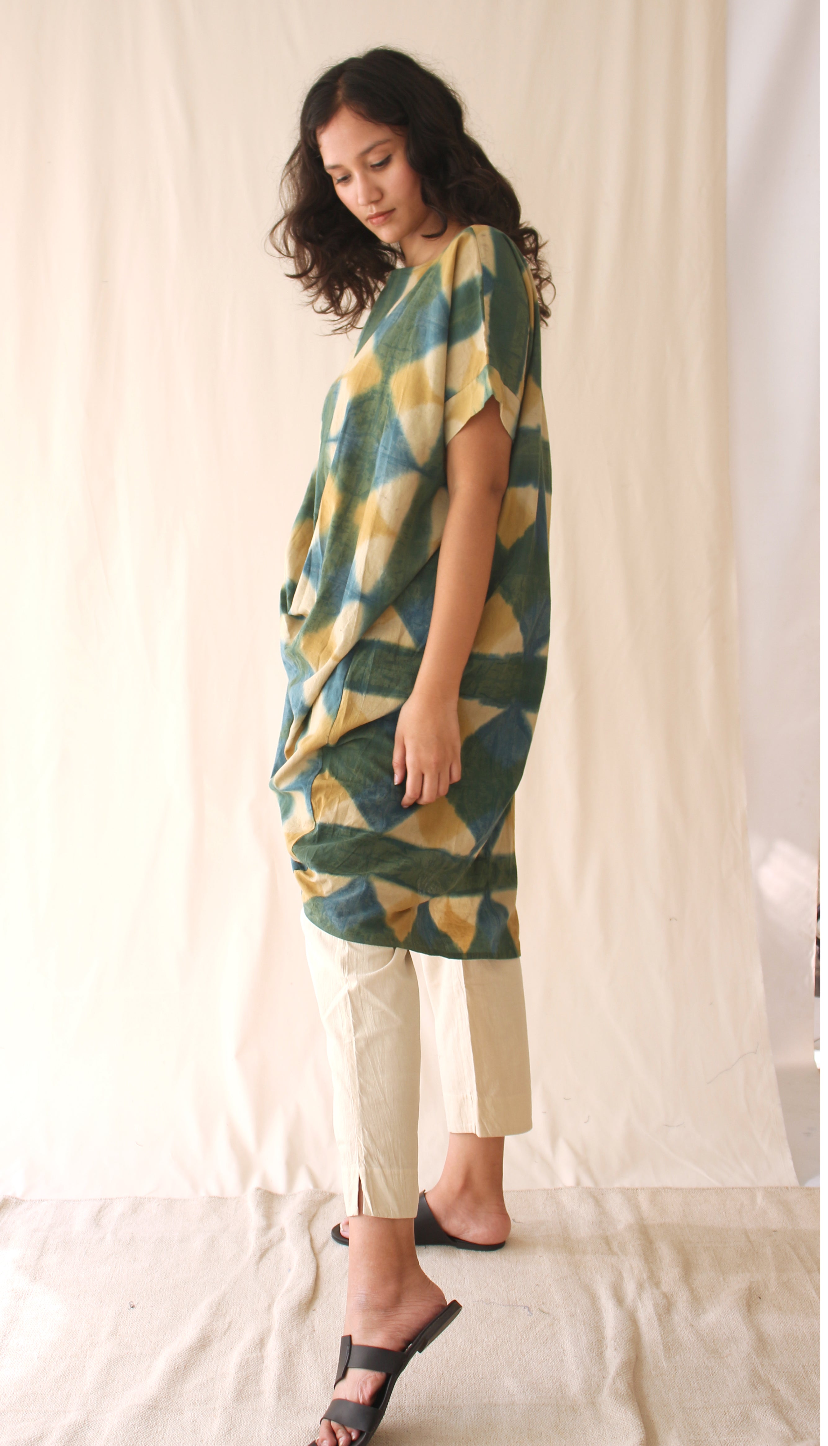 Green Tunic Ombre Dye Mini Dress at Kamakhyaa by Chambray & Co.. This item is Casual Wear, Green, Hand Spun Cotton, Mini Dresses, Natural, Ombre & Dyes, Regular Fit, Womenswear