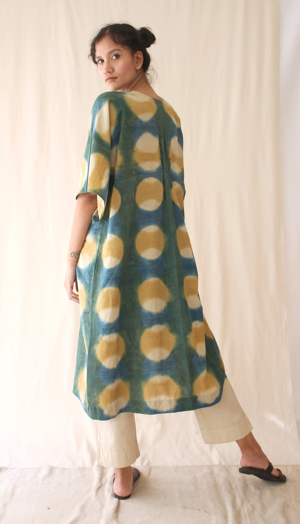 Green Tunic Top Ombre Dye Complete Set at Kamakhyaa by Chambray & Co.. This item is Casual Wear, Co-ord Sets, Green, Hand Spun Cotton, Lounge Wear Co-ords, Natural, Ombre & Dyes, Printed Selfsame, Regular Fit, Womenswear