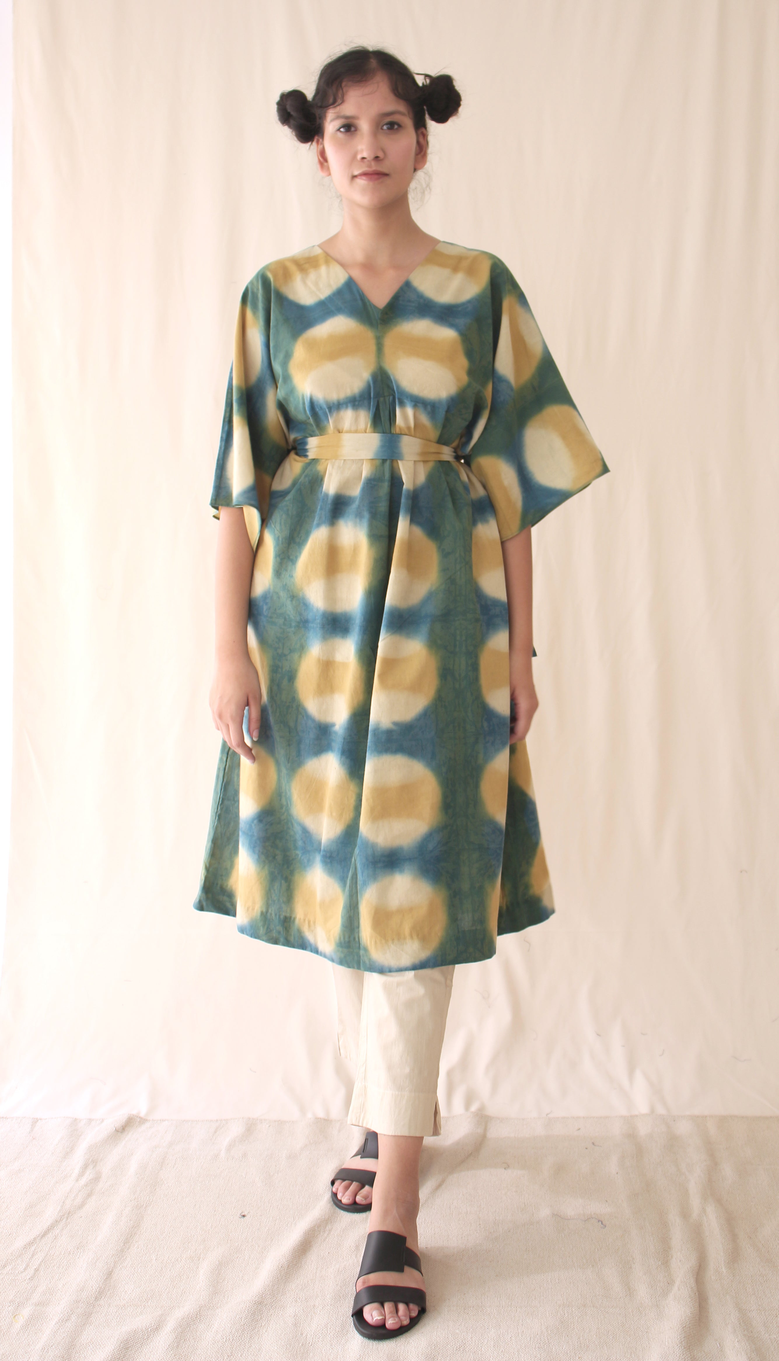 Green Tunic Top Ombre Dye Complete Set at Kamakhyaa by Chambray & Co.. This item is Casual Wear, Co-ord Sets, Green, Hand Spun Cotton, Lounge Wear Co-ords, Natural, Ombre & Dyes, Printed Selfsame, Regular Fit, Womenswear