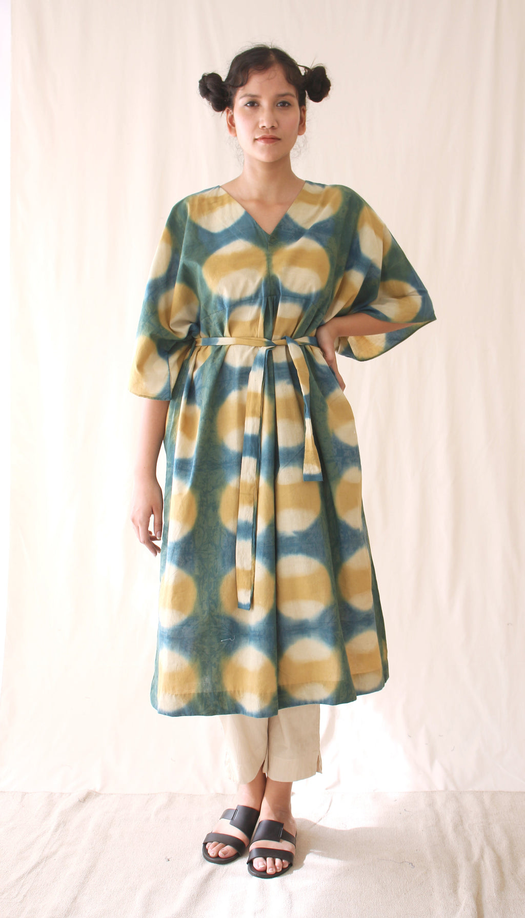 Green Tunic Top Ombre Dye Complete Set at Kamakhyaa by Chambray & Co.. This item is Casual Wear, Co-ord Sets, Green, Hand Spun Cotton, Lounge Wear Co-ords, Natural, Ombre & Dyes, Printed Selfsame, Regular Fit, Womenswear