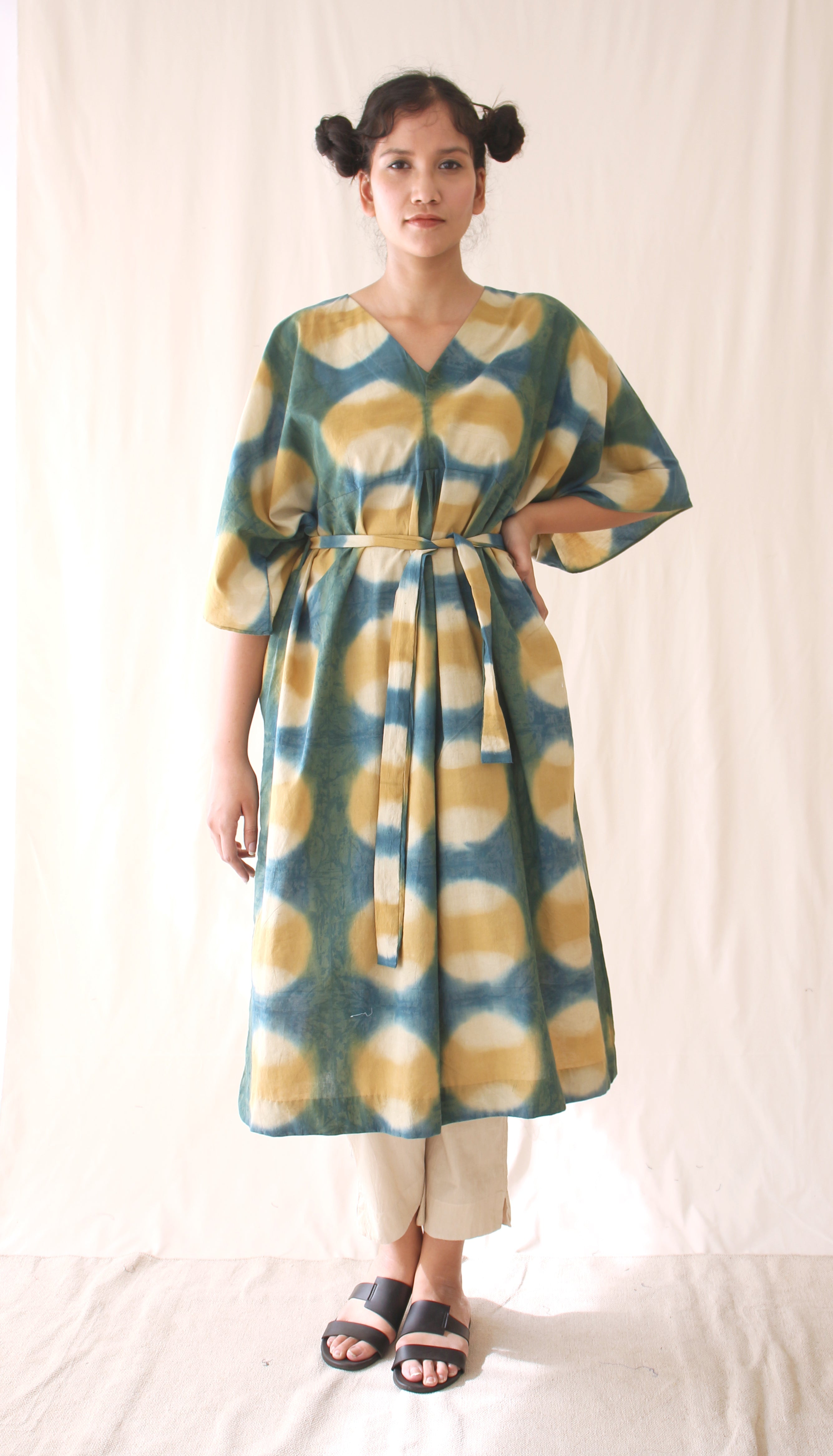 Green Tunic Top Ombre Dye Complete Set at Kamakhyaa by Chambray & Co.. This item is Casual Wear, Co-ord Sets, Green, Hand Spun Cotton, Lounge Wear Co-ords, Natural, Ombre & Dyes, Printed Selfsame, Regular Fit, Womenswear