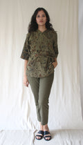 Green Tunic Top With Pants Complete Set at Kamakhyaa by Chambray & Co.. This item is Casual Wear, Co-ord Sets, Green, Hand Spun Cotton, Natural, Ombre & Dyes, Regular Fit, Travel, Travel Co-ords, Womenswear