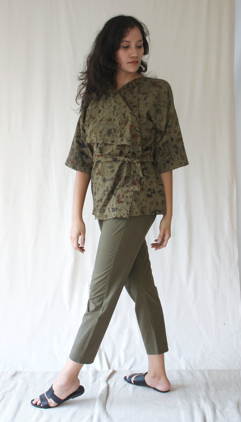 Green Tunic Top With Pants Complete Set at Kamakhyaa by Chambray & Co.. This item is Casual Wear, Co-ord Sets, Green, Hand Spun Cotton, Natural, Ombre & Dyes, Regular Fit, Travel, Travel Co-ords, Womenswear