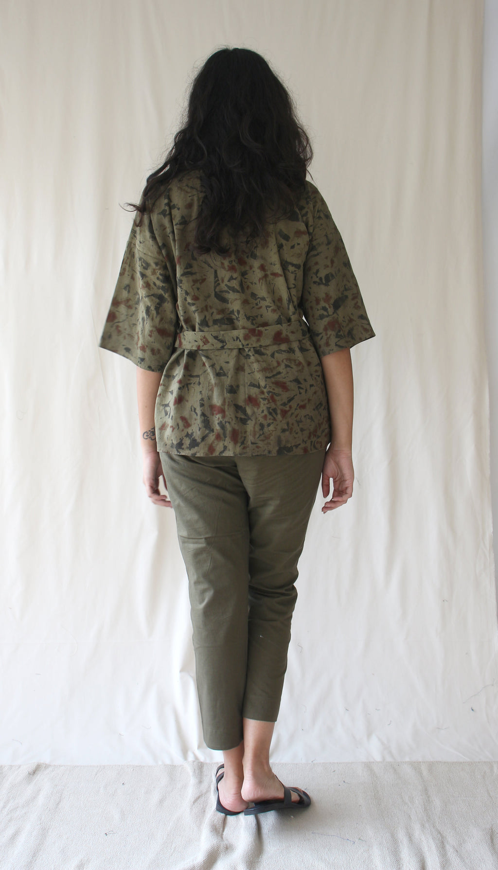 Green Tunic Top With Pants Complete Set at Kamakhyaa by Chambray & Co.. This item is Casual Wear, Co-ord Sets, Green, Hand Spun Cotton, Natural, Ombre & Dyes, Regular Fit, Travel, Travel Co-ords, Womenswear