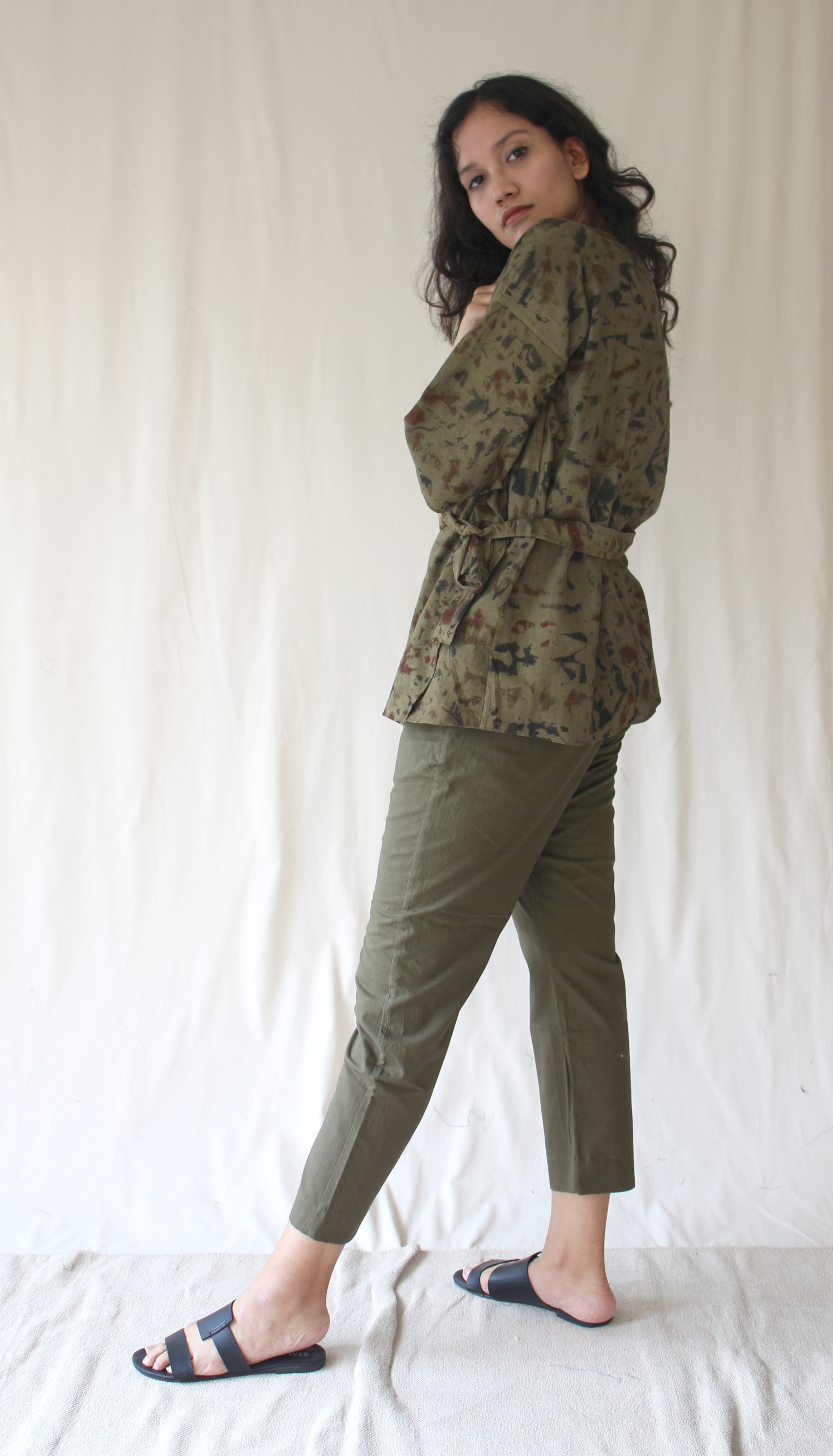 Green Tunic Top With Pants Complete Set at Kamakhyaa by Chambray & Co.. This item is Casual Wear, Co-ord Sets, Green, Hand Spun Cotton, Natural, Ombre & Dyes, Regular Fit, Travel, Travel Co-ords, Womenswear