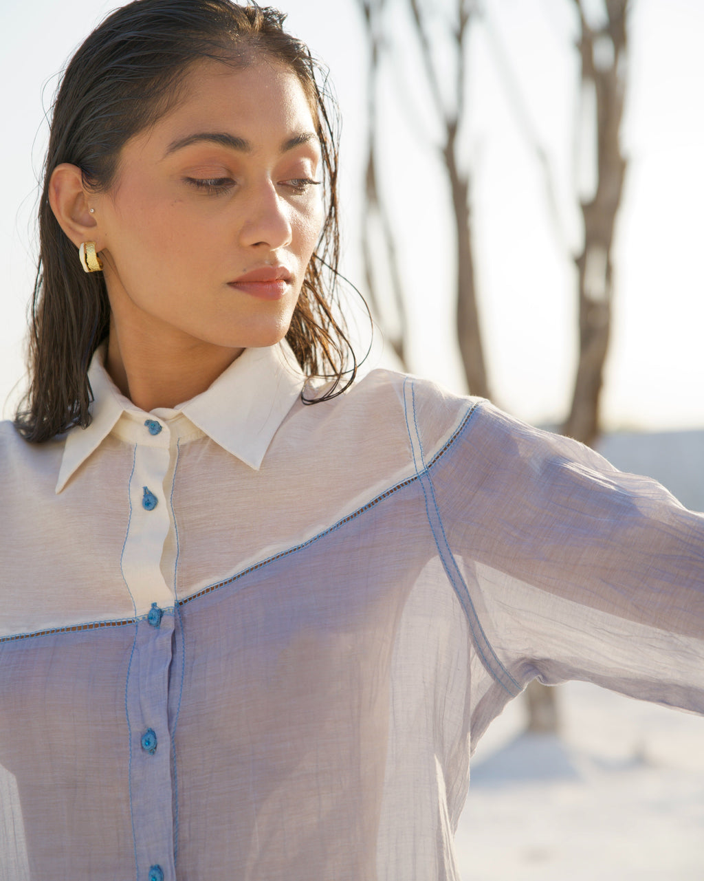 Grey Casual Co-ord Set at Kamakhyaa by The Loom Art. This item is Aurora SS24, Best Selling, Casual Wear, Chanderi Silk, Co-ord Sets, FB ADS JUNE, Grey, July Sale, July Sale 2023, Ombre & Dyes, Organic, Patchwork, Regular Fit, Travel, Travel Co-ords, Womenswear