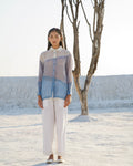 Grey Casual Co-ord Set at Kamakhyaa by The Loom Art. This item is Aurora SS24, Best Selling, Casual Wear, Chanderi Silk, Co-ord Sets, FB ADS JUNE, Grey, July Sale, July Sale 2023, Ombre & Dyes, Organic, Patchwork, Regular Fit, Travel, Travel Co-ords, Womenswear