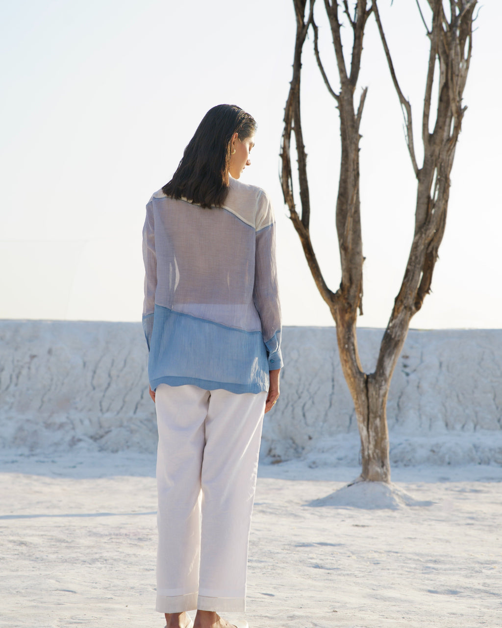 Grey Casual Co-ord Set at Kamakhyaa by The Loom Art. This item is Aurora SS24, Best Selling, Casual Wear, Chanderi Silk, Co-ord Sets, FB ADS JUNE, Grey, July Sale, July Sale 2023, Ombre & Dyes, Organic, Patchwork, Regular Fit, Travel, Travel Co-ords, Womenswear