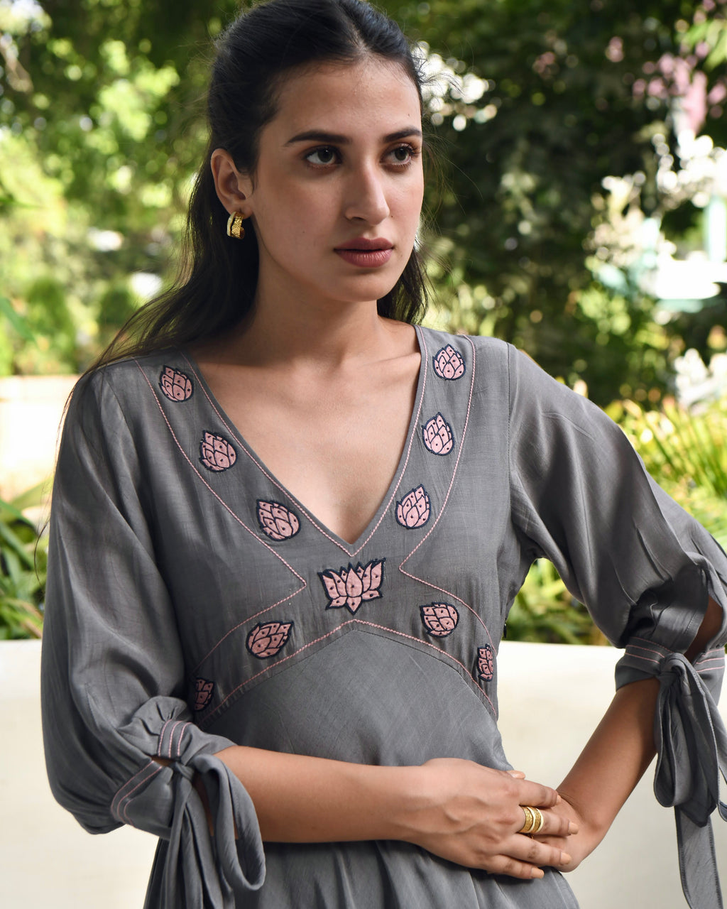 Grey Embroidered Silk Maxi Dress at Kamakhyaa by Taro. This item is Bangalore Silk, Dusk To Dawn, Embroidered, Evening Wear, Grey, July Sale, July Sale 2023, Maxi Dresses, Natural, Regular Fit, Silk, Womenswear