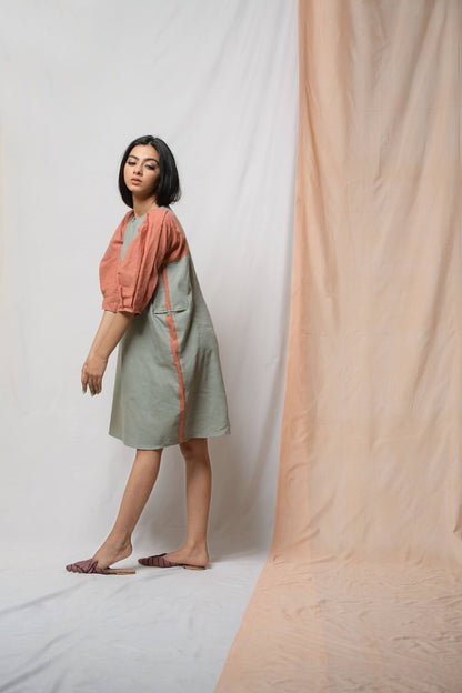 Grey Grace In Dignity Midi Dress at Kamakhyaa by Niraa. This item is Casual Wear, Cotton khadi, Grey, Midi Dresses, Natural with azo dyes, Relaxed Fit, Solids, Tales of rippling brooks, Womenswear