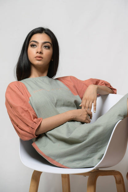 Grey Grace In Dignity Midi Dress at Kamakhyaa by Niraa. This item is Casual Wear, Cotton khadi, Grey, Midi Dresses, Natural with azo dyes, Relaxed Fit, Solids, Tales of rippling brooks, Womenswear