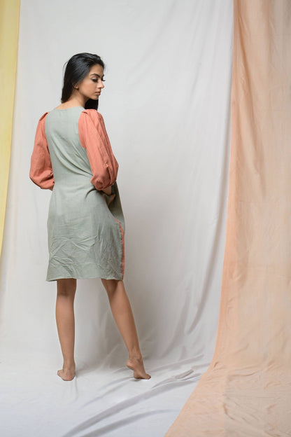 Grey Grace In Dignity Midi Dress at Kamakhyaa by Niraa. This item is Casual Wear, Cotton khadi, Grey, Midi Dresses, Natural with azo dyes, Relaxed Fit, Solids, Tales of rippling brooks, Womenswear