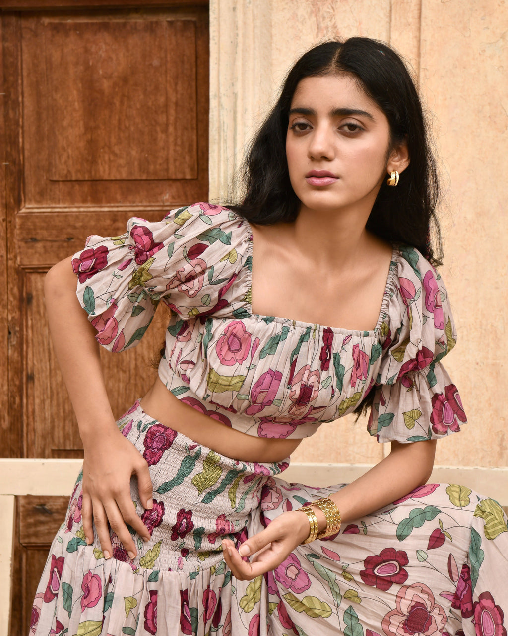 Grey Printed Skirt at Kamakhyaa by Taro. This item is Azo Free Dyes, Casual Wear, Chanderi Silk, Garden Of Dreams, Grey, July Sale, July Sale 2023, Maxi Skirts, Prints, Regular Fit, Skirts, Womenswear