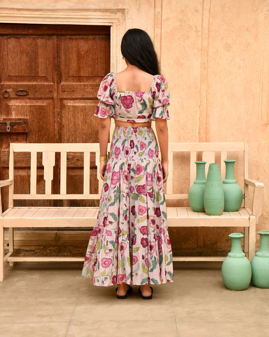 Grey Printed Skirt at Kamakhyaa by Taro. This item is Azo Free Dyes, Casual Wear, Chanderi Silk, Garden Of Dreams, Grey, July Sale, July Sale 2023, Maxi Skirts, Prints, Regular Fit, Skirts, Womenswear