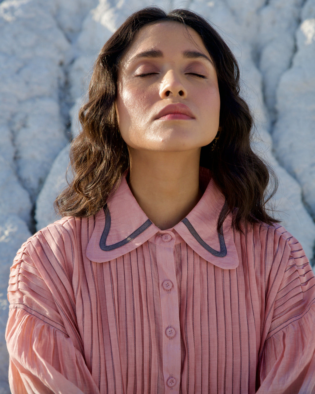 Grey silk Dress at Kamakhyaa by The Loom Art. This item is Aurora SS24, Casual Wear, Chanderi Silk, Grey, July Sale, July Sale 2023, Loose Fit, Maxi Dresses, Ombre & Dyes, Organic, Shirt Dresses, Womenswear