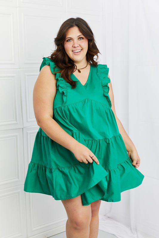 Hailey & Co Play Date Full Size Ruffle Dress at Kamakhyaa by Trendsi. This item is 100% Cotton, Casual Wear, Green, Mini Dresses, Off-Season Mega Sale, Ruffle Dresses, Sleeveless Dresses, Solids, Tiered Dresses, Trendsi, Womenswear