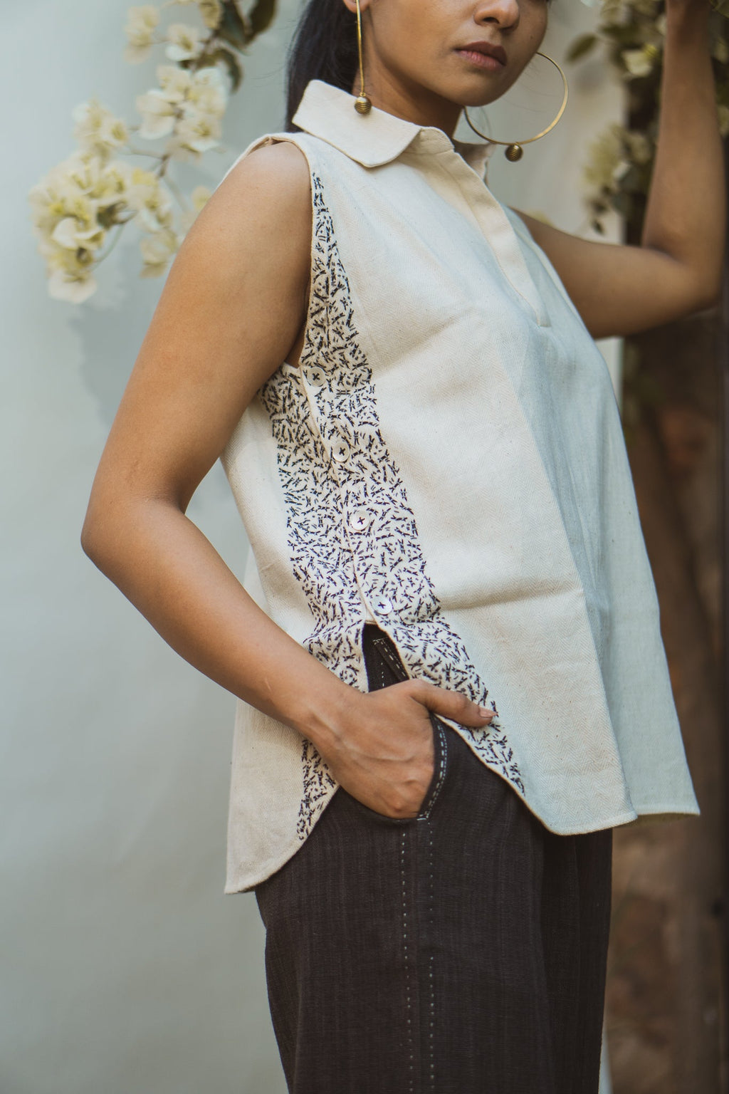 Halter Neck Blouse at Kamakhyaa by Lafaani. This item is 100% pure cotton, Casual Wear, Halter Neck Tops, Kora, Organic, Regular Fit, Solids, Sonder, Undyed and Unbleached, Womenswear