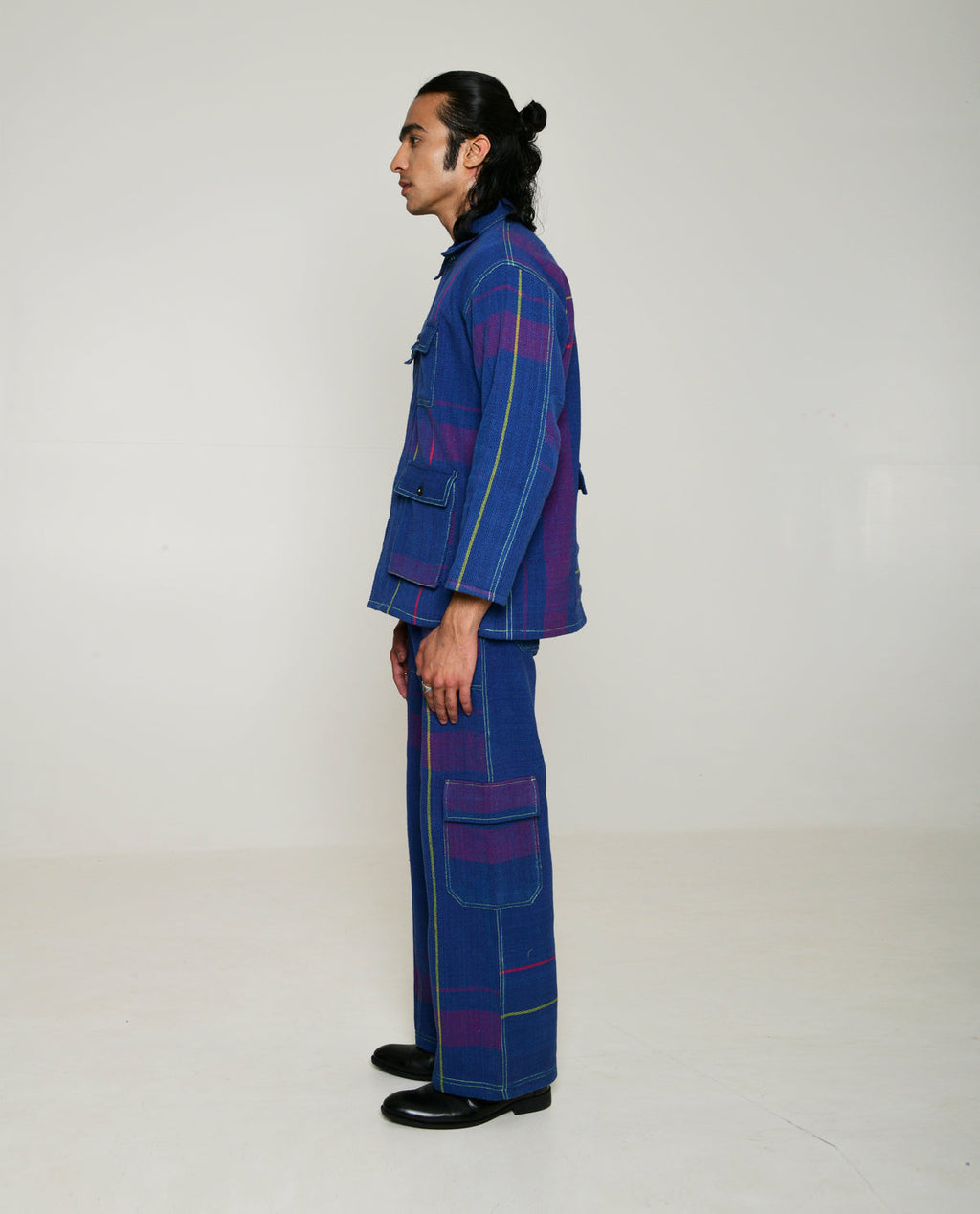 Handwoven Blue Multi Colored Cotton Shirt Jacket at Kamakhyaa by Rias Jaipur. This item is 100% Cotton, Blue, Casual wear, Multicolor, Natural, Overlays, RE 2.O, Relaxed, Stripes, Unisex, Womenswear