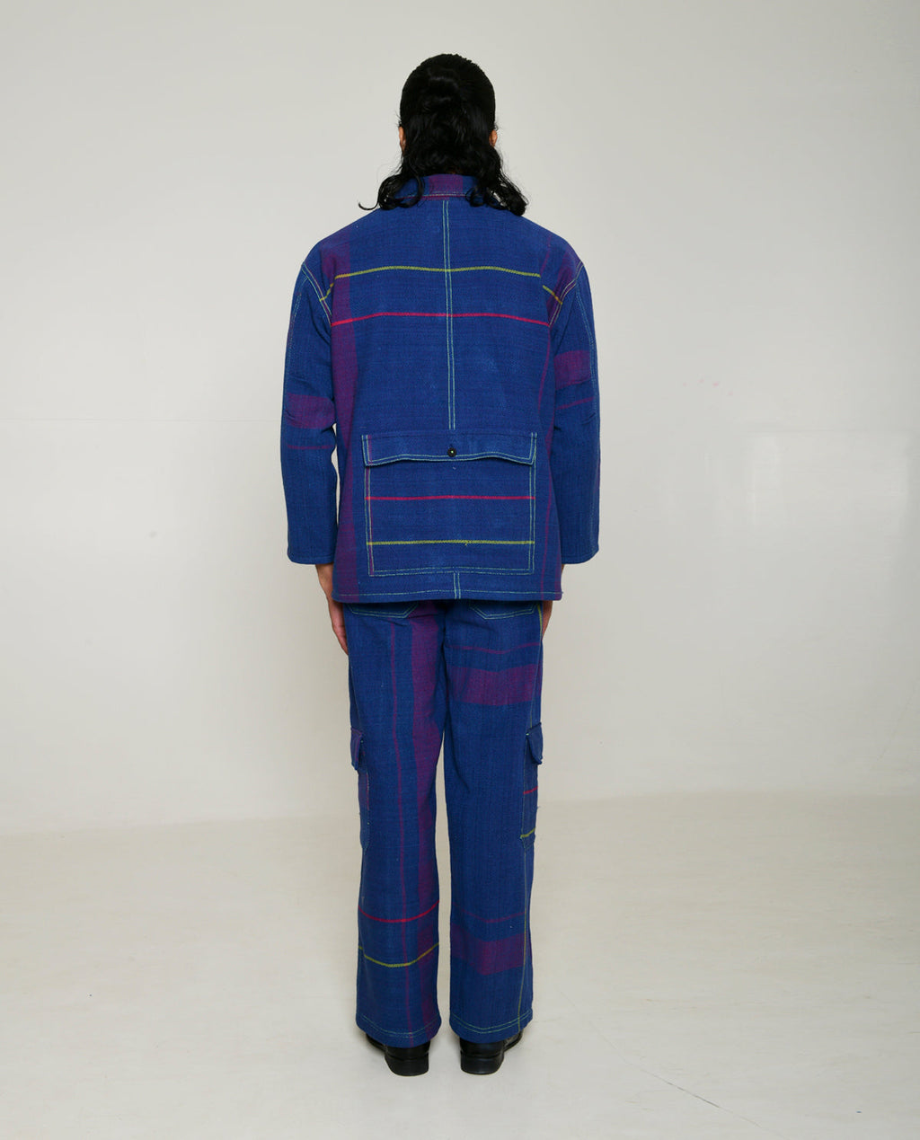 Handwoven Blue Multi Colored Cotton Shirt Jacket at Kamakhyaa by Rias Jaipur. This item is 100% Cotton, Blue, Casual wear, Multicolor, Natural, Overlays, RE 2.O, Relaxed, Stripes, Unisex, Womenswear