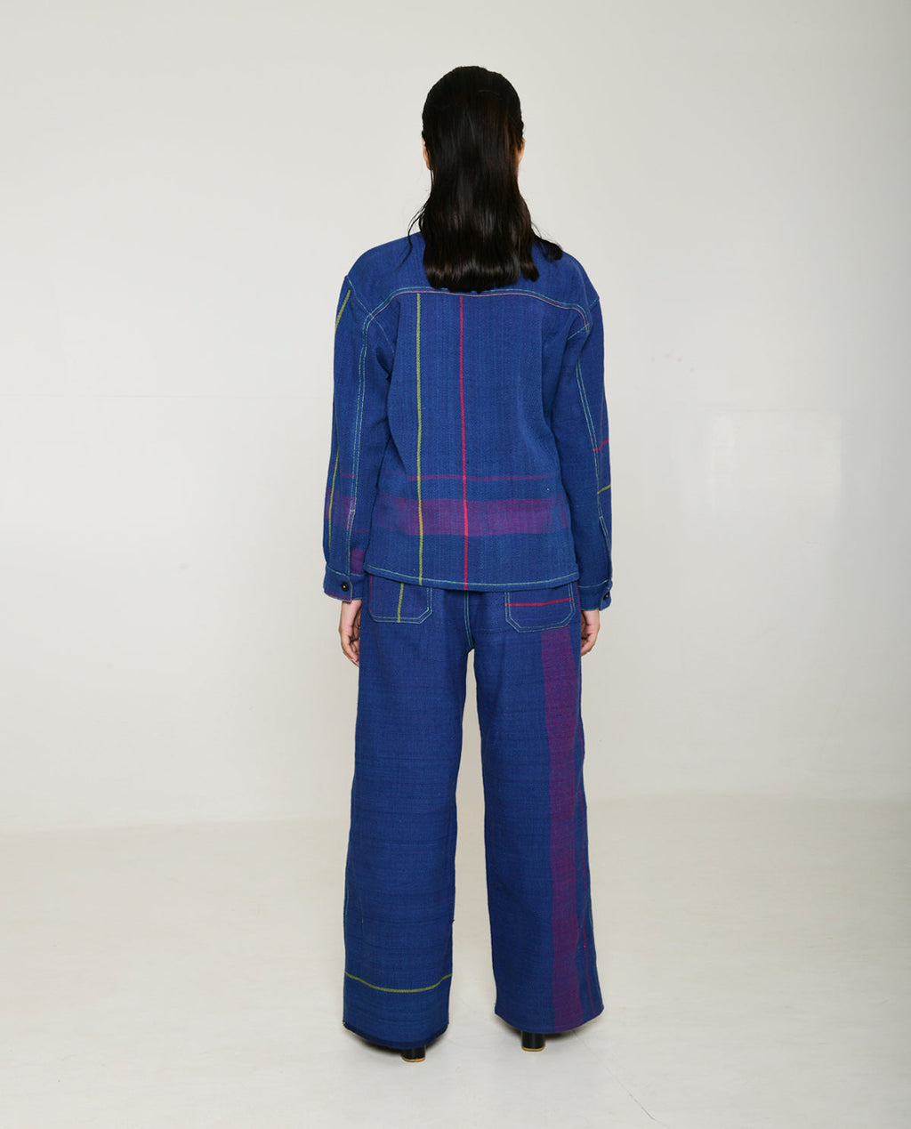 Handwoven Blue striped Cotton Shacket at Kamakhyaa by Rias Jaipur. This item is 100% Cotton, Blue, Casual wear, Multicolor, Natural, RE 2.O, Relaxed, Stripes, Tops, Unisex, Womenswear