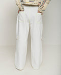 Handwoven White Cargo Pants at Kamakhyaa by Rias Jaipur. This item is 100% Cotton, Casual wear, Natural, Pants, RE 2.O, Regular, solids, Unisex, White, Womenswear