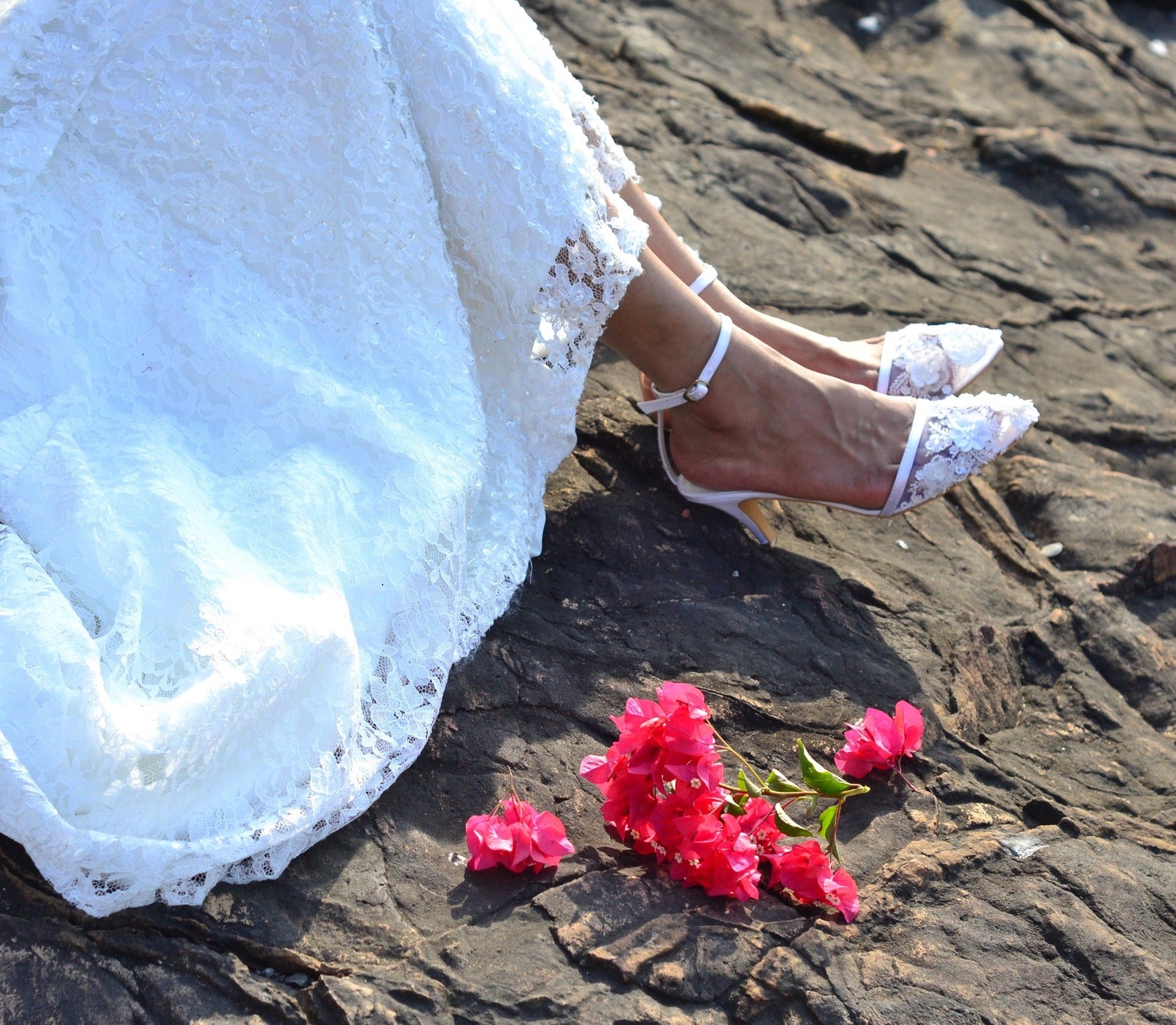 Heels-White Ankle Loop, Closed Toes, Embellished, Faux leather, Festive Wear, Heels, Natural, Recycled, White Kamakhyaa