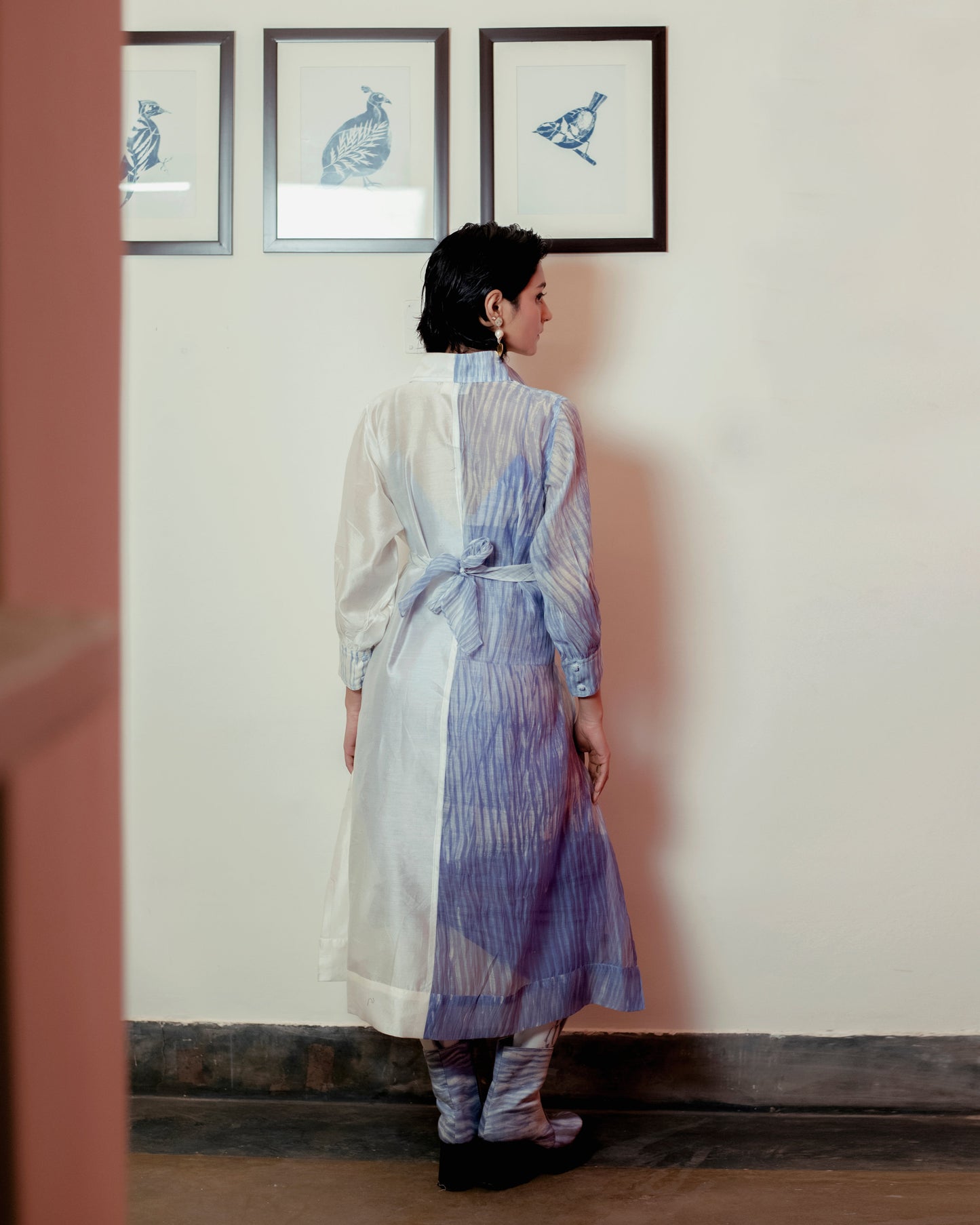 Icy Bliss at Kamakhyaa by The Loom Art. This item is Blue, Casual Wear, Handwoven Chanderi Silk, July Sale, July Sale 2023, Lucid Dreams, Luicid Dream, Organic, Relaxed Fit, Shirt Dresses, Solids, Womenswear