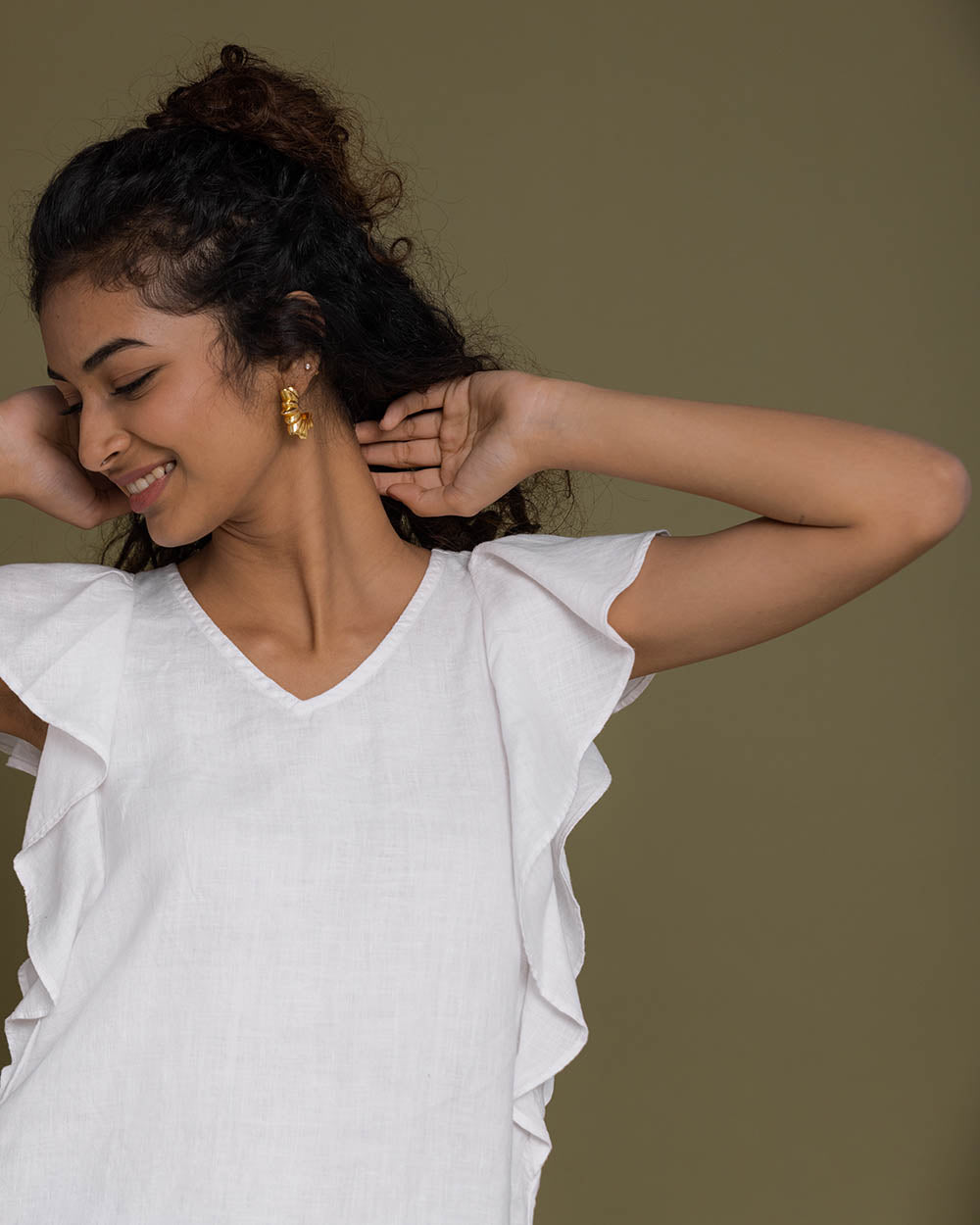 In The Summer Mood Top - Coconut White at Kamakhyaa by Reistor. This item is Casual Wear, Hemp, Natural, Office Wear, Relaxed Fit, Solids, Tops, White, Womenswear