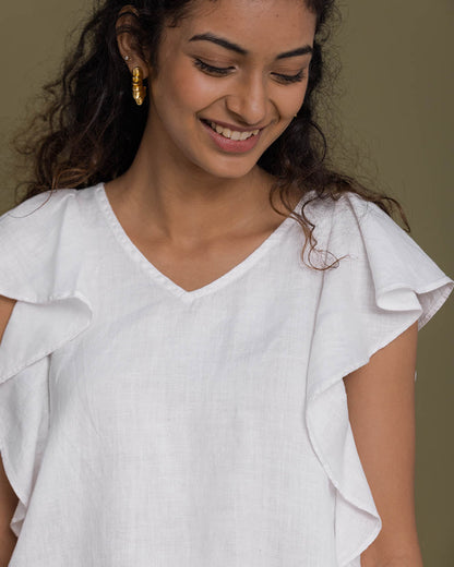 In The Summer Mood Top - Coconut White at Kamakhyaa by Reistor. This item is Casual Wear, Hemp, Natural, Office Wear, Relaxed Fit, Solids, Tops, White, Womenswear