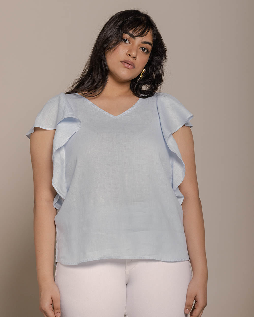 In The Summer Mood Top - Summer Blue at Kamakhyaa by Reistor. This item is Blue, Casual Wear, Hemp, Natural, Office Wear, Relaxed Fit, Solids, Tops, Womenswear