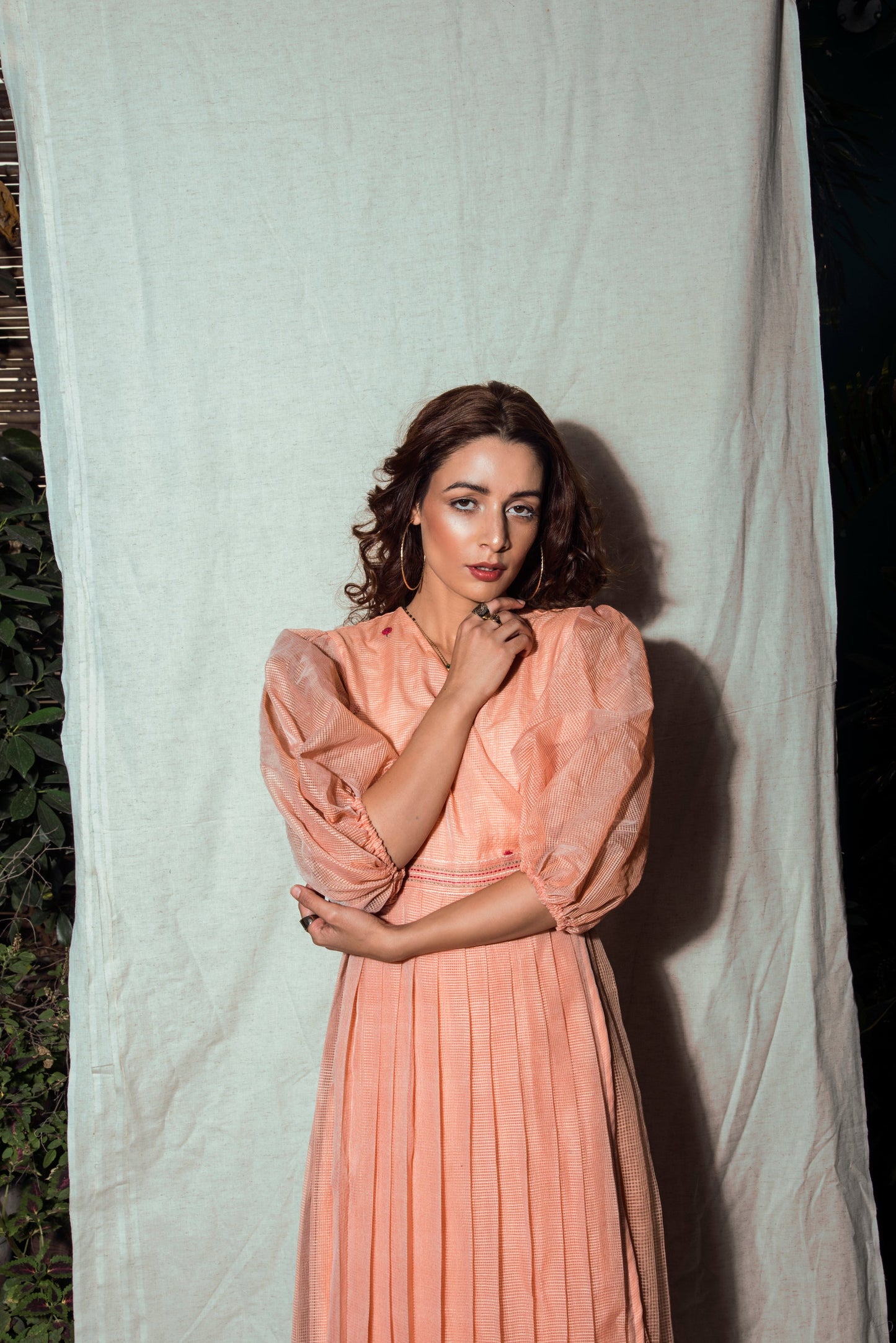 Indie Tribe Blush Midi Dress at Kamakhyaa by The Loom Art. This item is Handloomed Kota Doria Silk, July Sale, July Sale 2023, Maxi Dresses, Natural, Ombre & Dyes, Party Wear, Pink, Presentation, Regular Fit, Womenswear