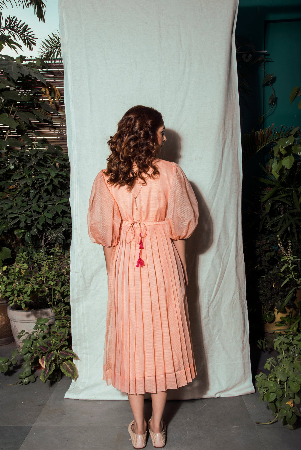 Indie Tribe Blush Midi Dress at Kamakhyaa by The Loom Art. This item is Handloomed Kota Doria Silk, July Sale, July Sale 2023, Maxi Dresses, Natural, Ombre & Dyes, Party Wear, Pink, Presentation, Regular Fit, Womenswear