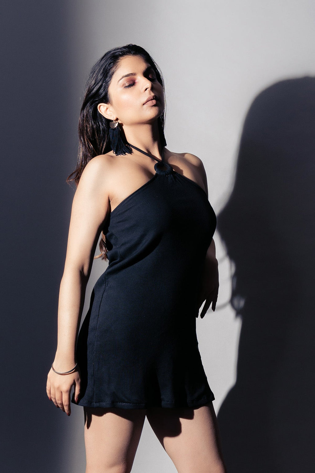 Indigo Mini Dress at Kamakhyaa by Meko Studio. This item is Blue, Deadstock Fabrics, Embroidered, Evening Wear, For Birthday, For Her, Halter Neck Dresses, July Sale, July Sale 2023, Mini Dresses, Reroot AW-21/22, Slim Fit, Womenswear