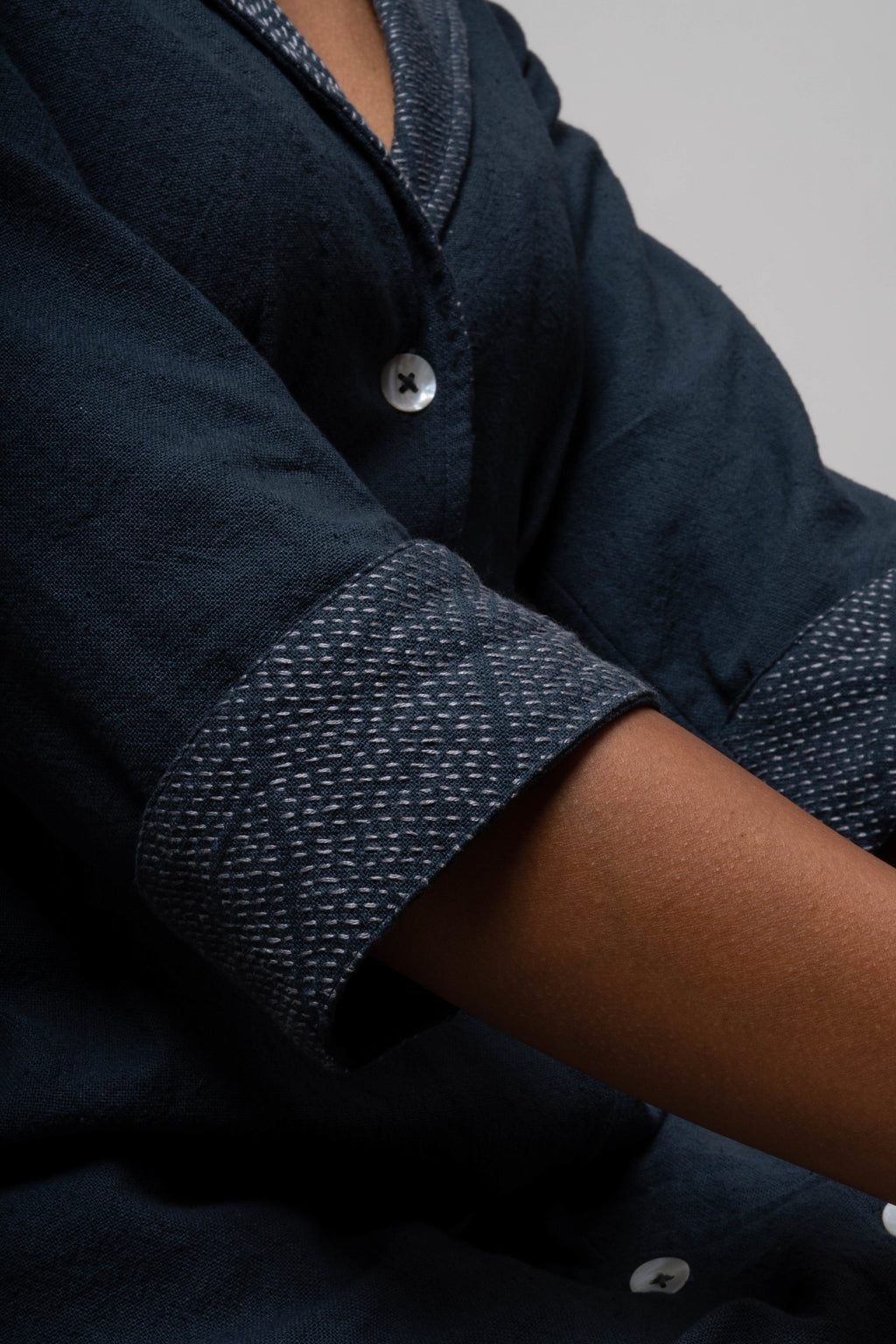 Inverted Charcoal Midi Dress at Kamakhyaa by Lafaani. This item is Black, Casual Wear, Cotton, Grey, Midi Dresses, Natural, Regular Fit, Shirt Dresses, Solids, Womenswear