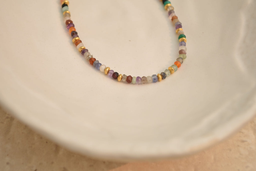 Iris Choker at Kamakhyaa by Noyra. This item is Alloy, Beaded Jewellery, Choker, Fashion Jewellery, jewelry, Micron, Multicolor, Natural, Solids