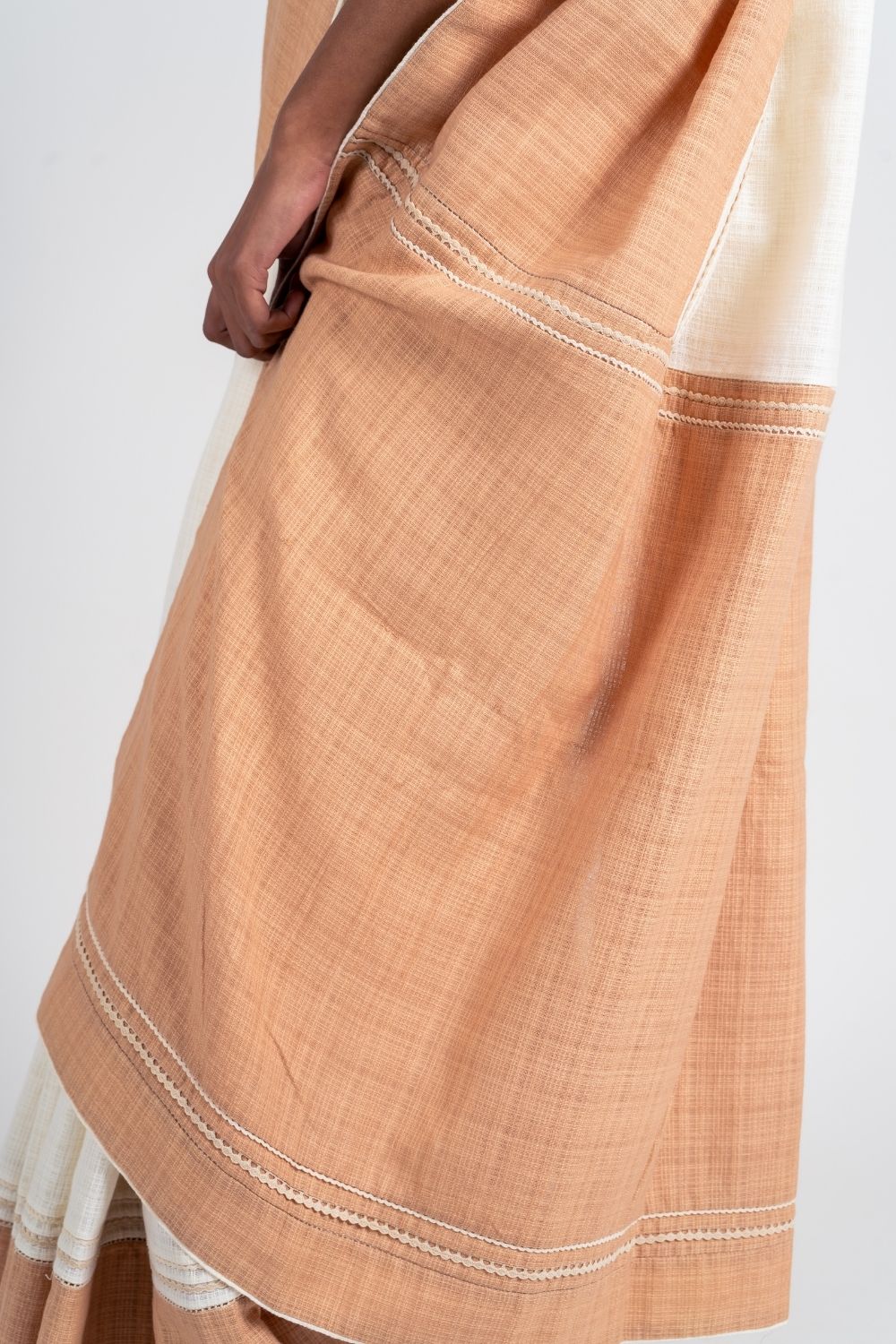 Ivory Cotton Saree at Kamakhyaa by Ahmev. This item is Casual Wear, For Mother, Handloom Cotton, Indian Wear, July Sale, July Sale 2023, Multicolor, Natural, Relaxed Fit, Sarees, Textured, Womenswear
