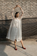 Ivory Organza Jacket And Slip Dress at Kamakhyaa by Ahmev. This item is Best Selling, Casual Wear, Ink And Ivory, Midi Dresses, Natural, Prints, Regular Fit, Silk Organza, White, Womenswear